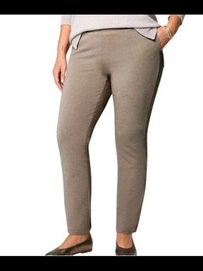 Pure J Jill Affinity French Terry Slim Stretch Pants Morel Heather Petite Pocket